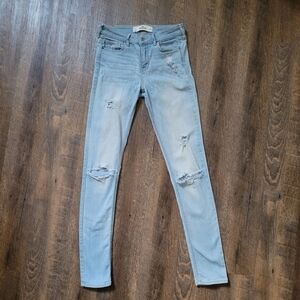 Hollister Light Destroy Ripped Super Skinny Jeans Size 1